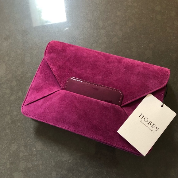 Hobbs Bags Fuchsia Hobbs Clutch With Gold Linked Strap Poshmark